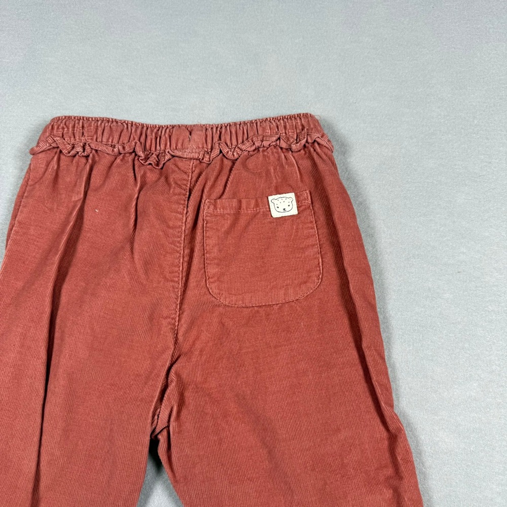 H&M Kids 2T Corduroy Pants Rust Orange Boho Cottagecore Elastic Waist Trousers - Picture 7 of 8